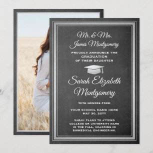 Foto von Eltern Tafel & Weißer Abschlussfeier Ankündigung