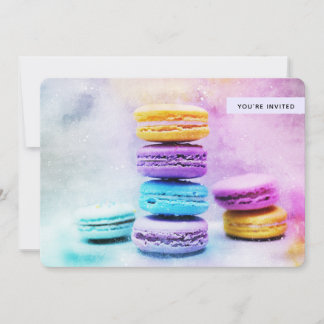 Foto von farbenfrohen Macarons Geburtstag Einladung