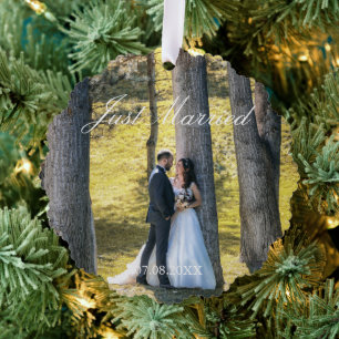 Foto von Frischvermählten Ornament Karte