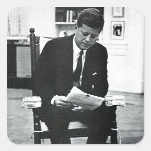 Foto von John F. Kennedy 2 Quadratischer Aufkleber