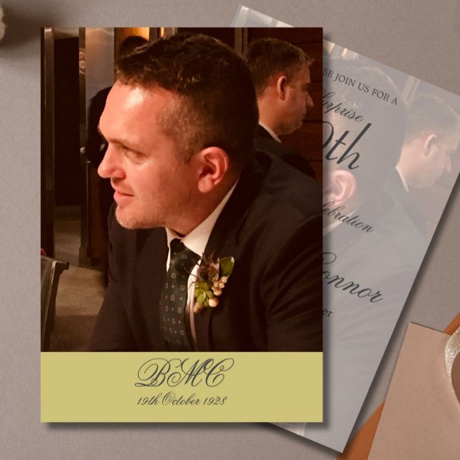 Foto von Male Birthday 80. Einfache Elegante Gold Einladung (Von Creator hochgeladen)