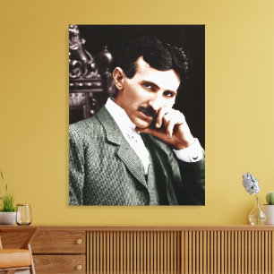 Foto von Nikola Tesla im Alter von 40 Jahren Leinwanddruck