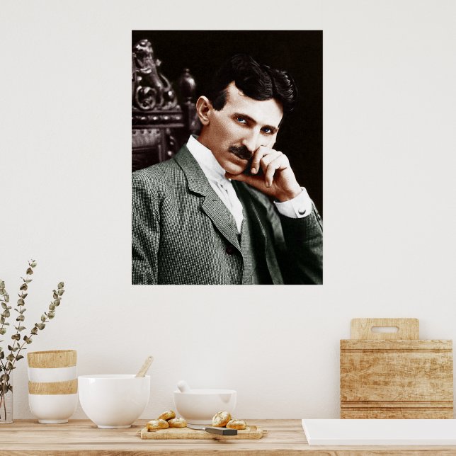 Foto von Nikola Tesla im Alter von 40 Jahren Poster (Küche)