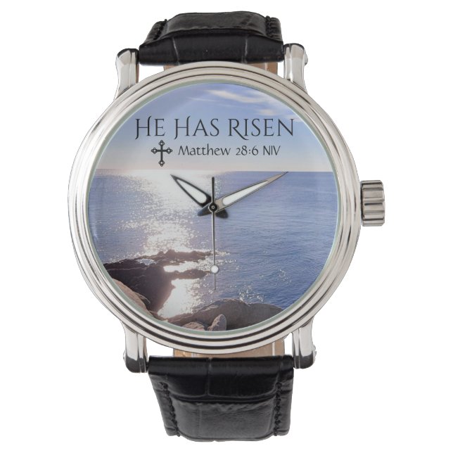 Foto von Ocean Christ hat Bibel Verse Ostern Armbanduhr (Vorderseite)