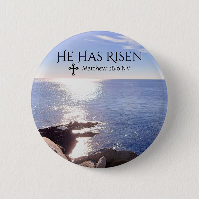 Foto von Ocean Christ hat Bibel Verse Ostern Button (Vorderseite)