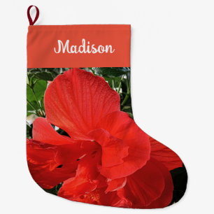Foto von Orange Double Hibisken Blume Individuelle Großer Weihnachtsstrumpf