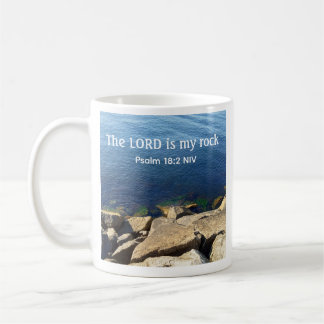 Foto von Ozean Gott ist mein Fels Bibelvers Blau Kaffeetasse