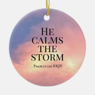 Foto von Pink Sky beruhigt die Storm Bible Verse Keramik Ornament