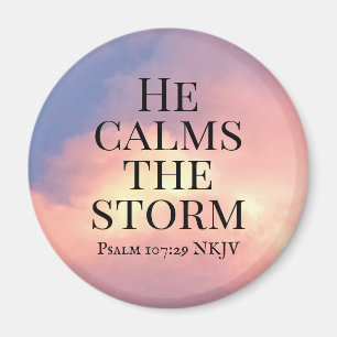 Foto von Pink Sky beruhigt die Storm Bible Verse Magnet