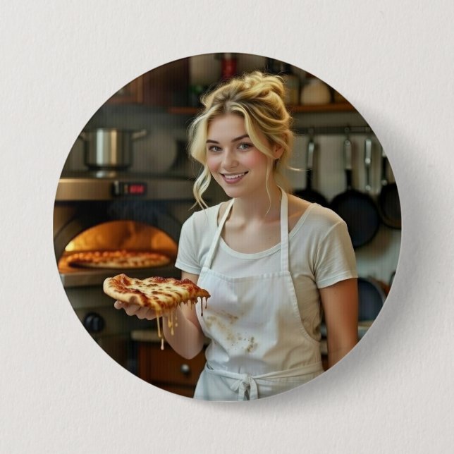 Foto von Pizzaessen personalisieren anpassen Button (Vorderseite)