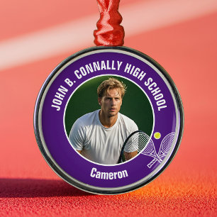 Foto von Purple-Tennisspieler an der High School W Ornament Aus Metall