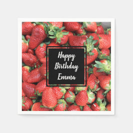 Foto von Red Juicy Strawberries Geburtstag Serviette