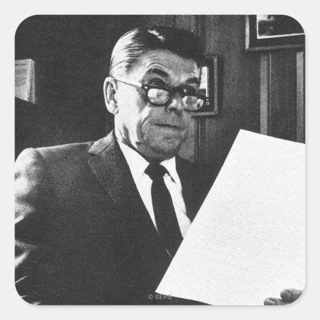 Foto von Ronald Reagan Quadratischer Aufkleber (Vorderseite)