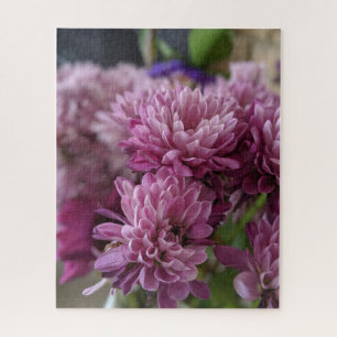 Foto von rosa und violetten Chrysanthemenblüten Puzzle