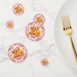Foto von rosa Western Highland-Rind und Pony-Baby- Konfetti
