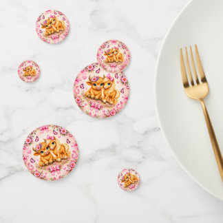Foto von rosa Western Highland-Rind und Pony-Baby- Konfetti