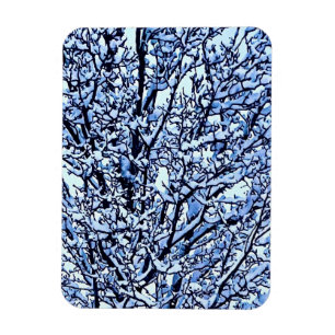 Foto von schneebedeckten Winterbaumzweigen Magnet
