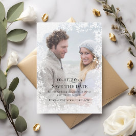Foto von Schneeflocken Winterhochzeit Save The Date