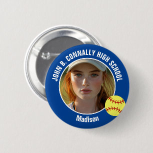 Foto von Softballspielerin in Blau High School Spi Button