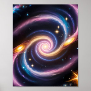 Foto von Sternen und Galaxien verschiedener Farben Poster