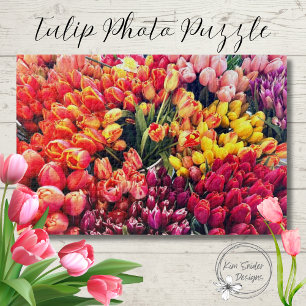 Foto von Tulipen in rosa, gelb, orange und Lila Puzzle