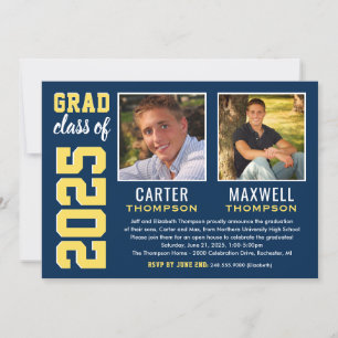 Foto von zwei Absolventen der Navy Yellow Graduati Einladung