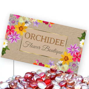 Foto-Vorlage Elegante Wildblumen Kraftpapier Visitenkarte