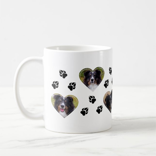 Foto-Vorlagen mit Paw-Druckern in Herz-Form Kaffeetasse (Links)