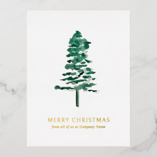 Foto Wasserfarbe Pine Tree Weihnachten Folien Feiertagspostkarte