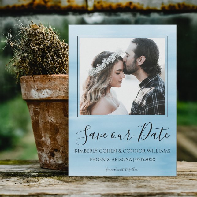 Foto Wasserfarbe Save the Date | Blau (Von Creator hochgeladen)