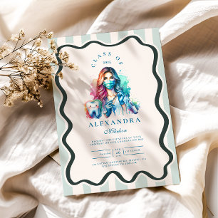 Foto Wasserfarbe Weibliche Zahnärztin Abschluss Einladung