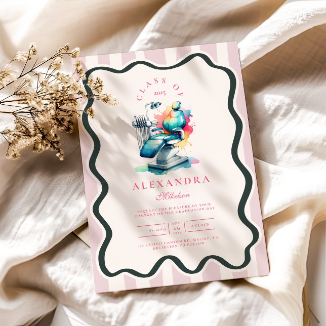 Foto Wasserfarbe Weibliche Zahnärztin Abschluss Einladung (Von Creator hochgeladen)