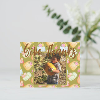 Foto Wasserfarben Floral Pumpkins Postkarte