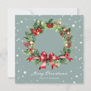 Foto-Wasserfarben-Kranz Frohe Weihnachtskarte Feiertagskarte