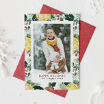 Foto Wasserfarben Lemon und Wintergrün Feiertagskarte<br><div class="desc">Freuen Sie sich auf den Feiertagsszauber mit unserer individuell gestaltbaren Foto-Urlaubskarte, die sich durch ein festliches Aquarellmuster aus Zitronen, Heiligenbäumen und Wintergärten auszeichnet. Dieses festliche Design verleiht Ihren Urlaubsplänen eine frische, lebendige Drehung und eignet sich hervorragend für das Versenden personalisierter Botschaften an Freunde und Familie. Passen Sie diese Zitronen-Urlaubskarte einfach...</div>