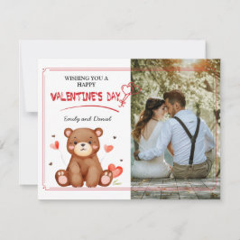 Foto Wasserfarbener Bär Valentinstag Flachkarte