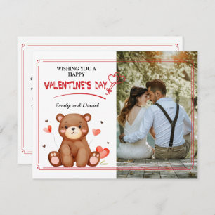 Foto Wasserfarbener Bär Valentinstag Flachkarte