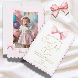 Foto "Watercolor Bow" zum ersten Geburtstag Niedli Einladung