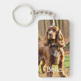 Foto & Watercolor Cocker Spaniel Personalize Schlüsselanhänger
