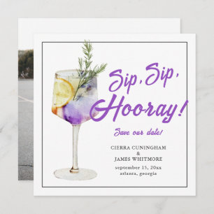 Foto Watercolor Cocktail Sip Hooray Hochzeit Save The Date