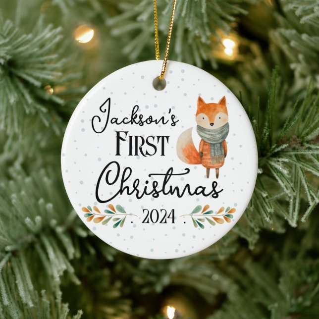 Foto Watercolor Fox Keramik Ornament (Baum)