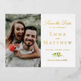 Foto Watercolor Lemon White Folie Einladungspostkarte