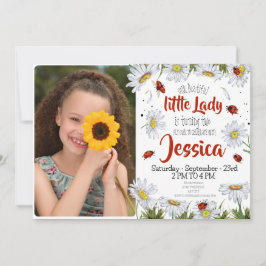 Foto Watercolor Niedliche Geburtstag Girl Ladybug Einladung
