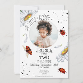 Foto Watercolor Niedliche Geburtstag Girl Ladybug Einladung