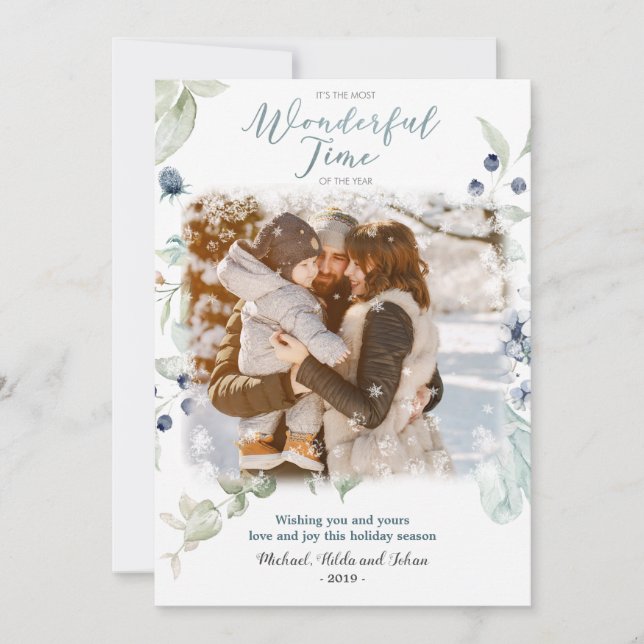 Foto Watercolor Weihnachten Weihnachtskarte (Vorderseite)