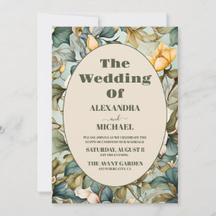 Foto Watercolor Weißer Lilie Jugendstil Hochzeit Einladung