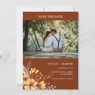 Foto Watercolor Wild floral Terracotta Hochzeit Save The Date