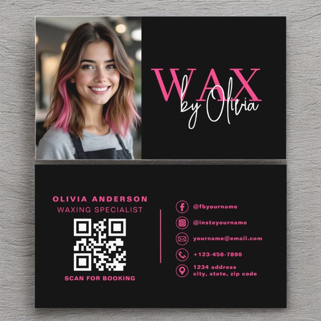 Foto Wax Specialist QR-Kodex Hot Pink Visitenkarte (Von Creator hochgeladen)
