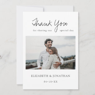 Foto Wedding Dankeschön Card mit modernem Script Dankeskarte