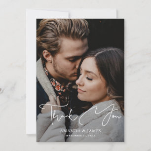 Foto Wedding Dankeschön-Card mit moderner Schrift Dankeskarte
